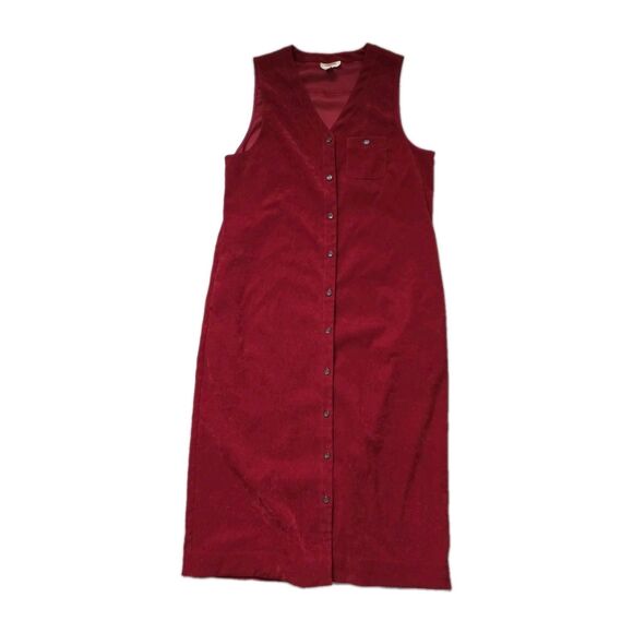 Talbots Dresses & Skirts - Talbots Red Maxi Dress Womens 14 Button Front Sleeveless Pocket USA Made EUC